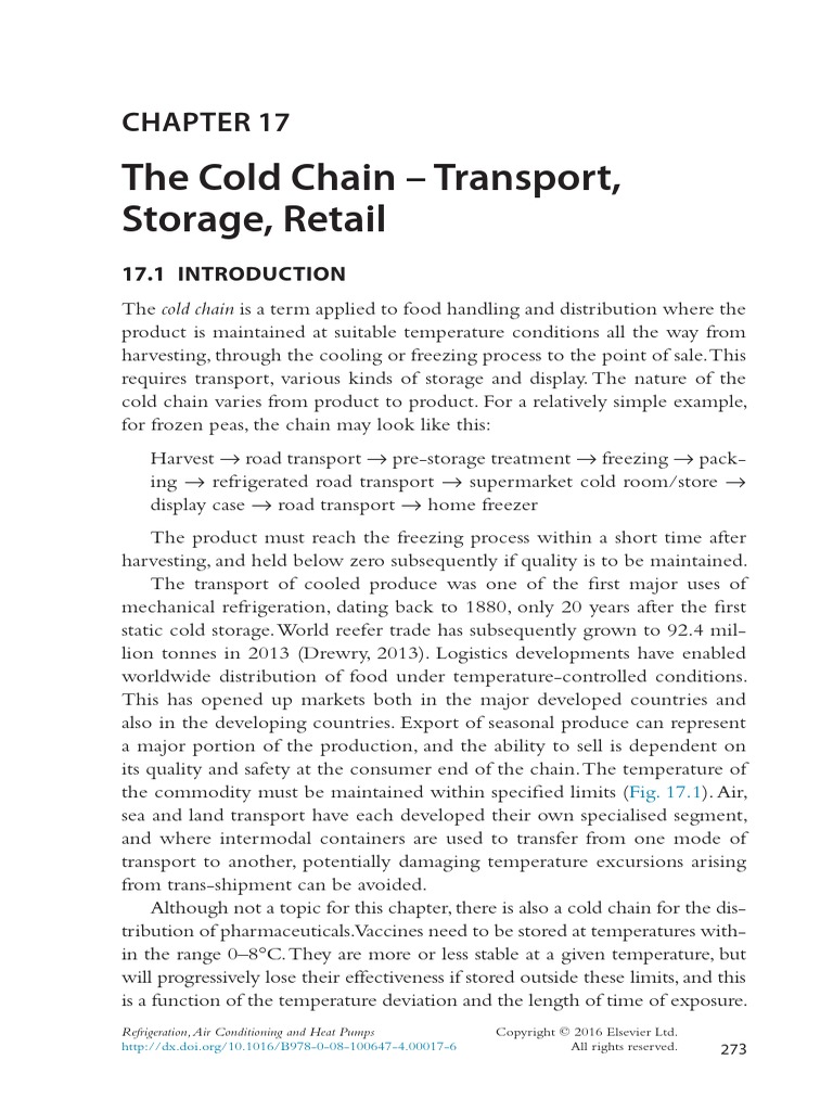 The Cold Chain - Transport, Storage, Retail: Refrigeration, Air ...
