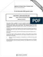 MARK SCHEME For The November 2005 Question Paper: University of Cambridge International Examinations