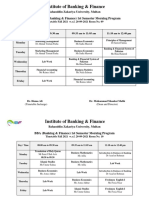BZU Institute of Banking & Finance Timetables