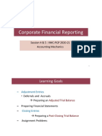 Corporate Financial Reporting: Session 4 & 5: IIMC-PGP 2020-21 Accounting Mechanics