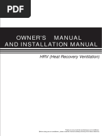 Owner'S Manual and Installation Manual: HRV (Heat Recovery Ventilation)