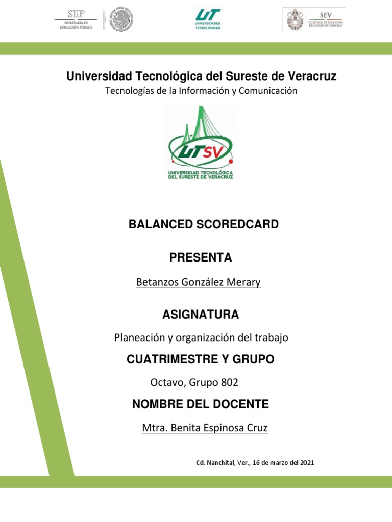 Plantilla de Balanced Scorecard PDF | PDF | Business | Planificación