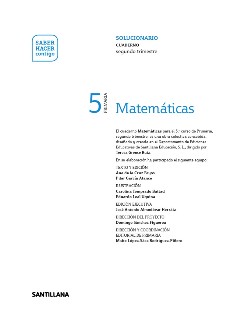 Matematicas Solucionario Segundo Trimestre 5 Primaria Cuaderno | PDF ...