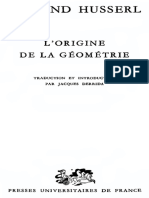 Derrida Jacques Introduction a L Origine de La Geometrie de Edmund Husserl 1962