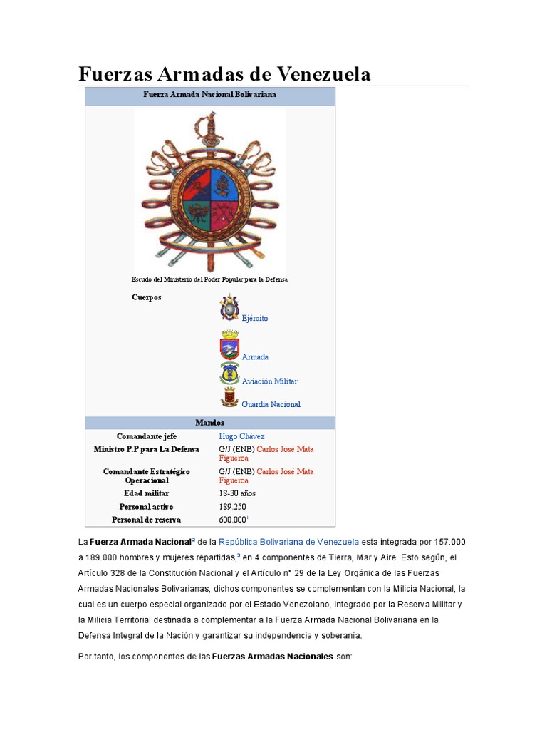 Fuerza Armada Nacional de Venezuela | PDF | Oficial general | Venezuela