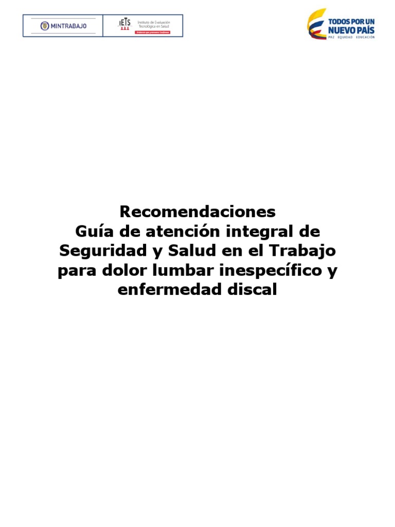 Guía de Salud Laboral: Dolor Lumbar | PDF | Factores humanos y ...