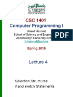 Computer Programming I: Spring 2015
