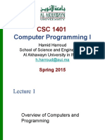Computer Programming I: Spring 2015