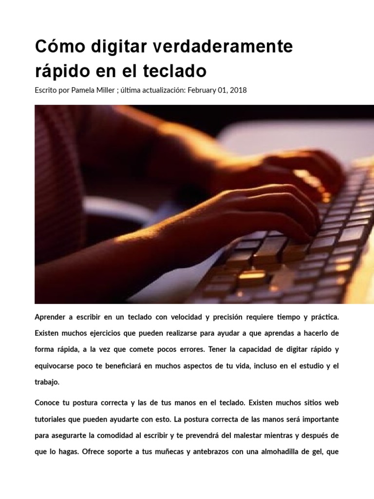Cómo Digitar Verdaderamente Rápido en El Teclado | PDF