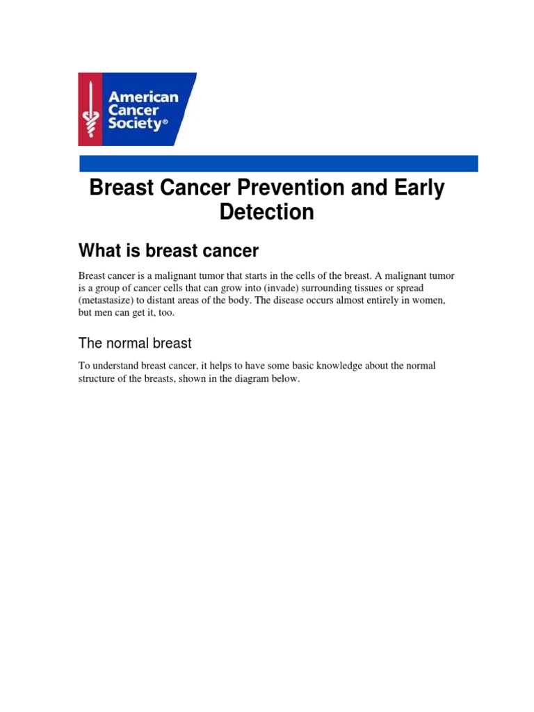 Breast Cancer Prevention and Early Detection | PDF | Breast Cancer | Cancer