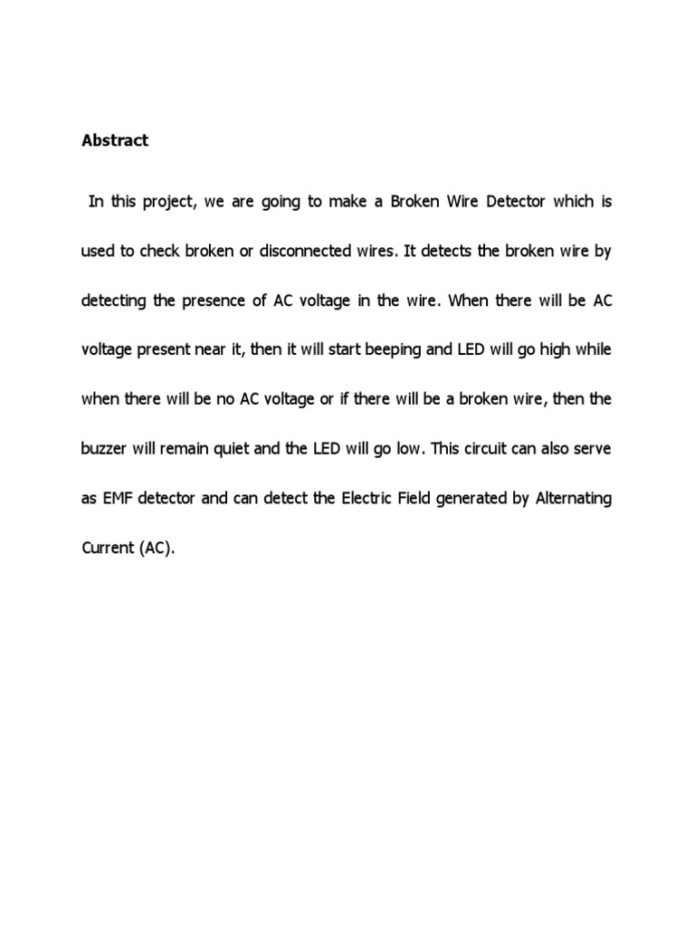 Broken Wire Detector Circuit Using IC CD4069 PDF Electrical Network