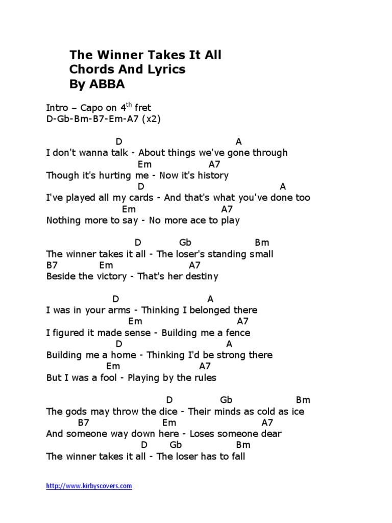 The Winner Takes It All Chords