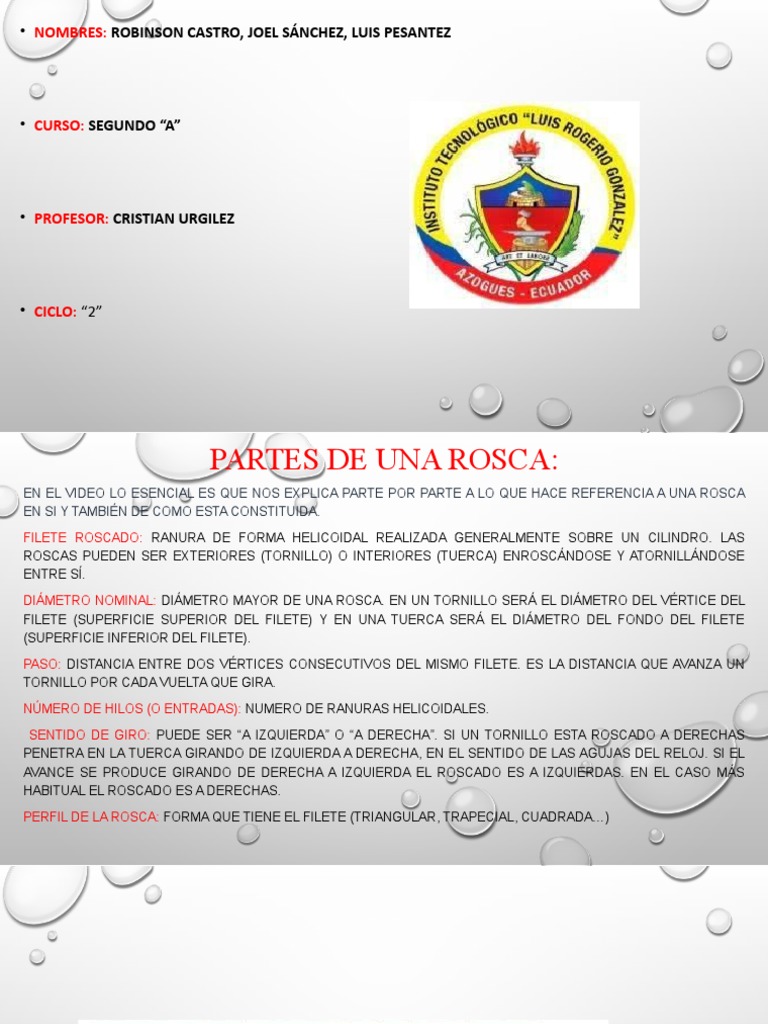 Roscas | PDF | Tornillo | Metalurgia