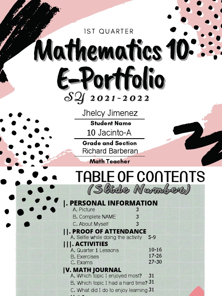 e-portfolio-math-JIMENEZ JHELCY | PDF | Behavior Modification | Cognition
