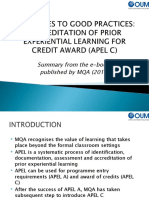 MQA's APEL C Guidelines for Recognizing Prior Learning