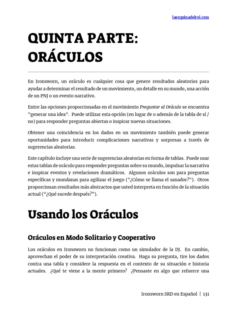 IronswornSrdEs Oráculo YPáginas132139 PDF
