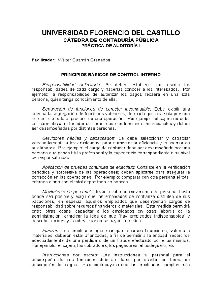 Principios de control interno pdf dinero contabilidad