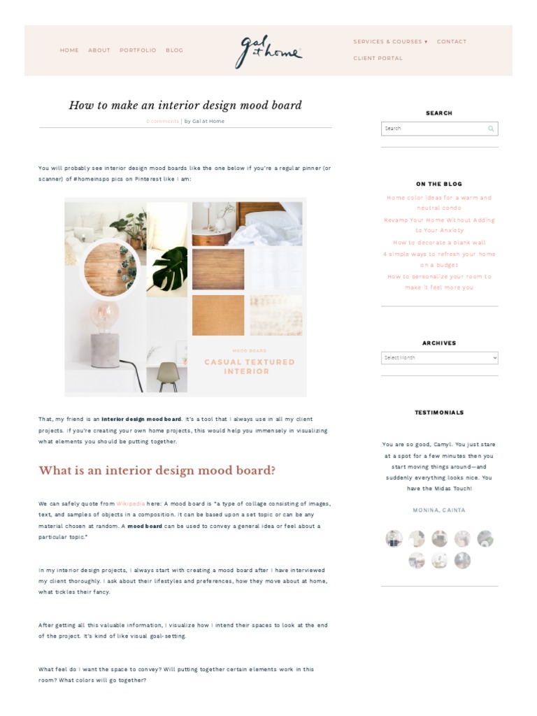How To Make An Interior Design Mood Board | PDF | Adobe Photoshop | Design, image size:768x1024