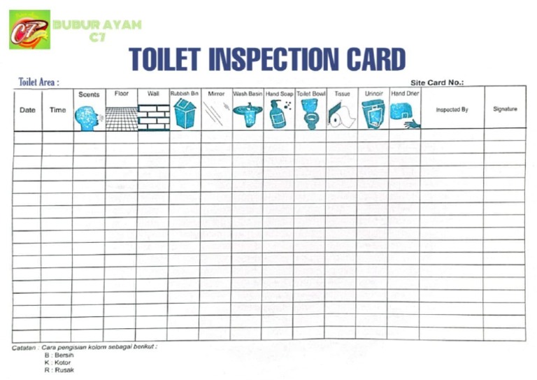 Form Toilet Inspection Card PDF