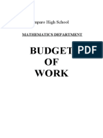 Budget OF Work: Amparo High School