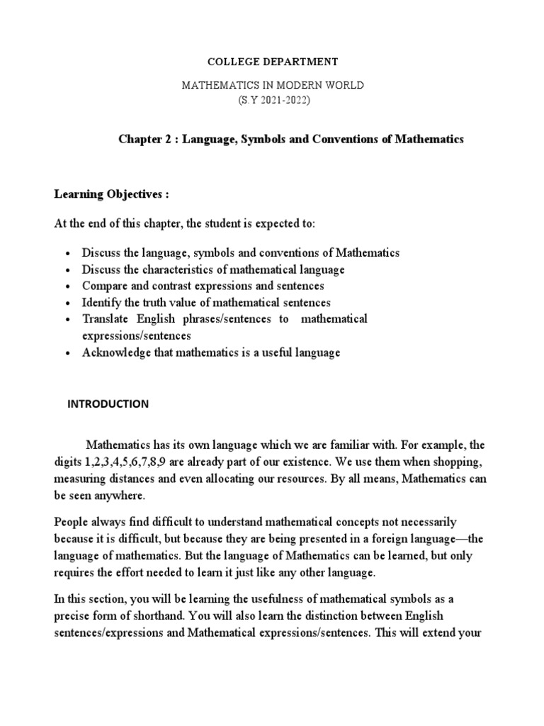 Mathematical Language and Conventions | PDF | Mathematics | Numbers