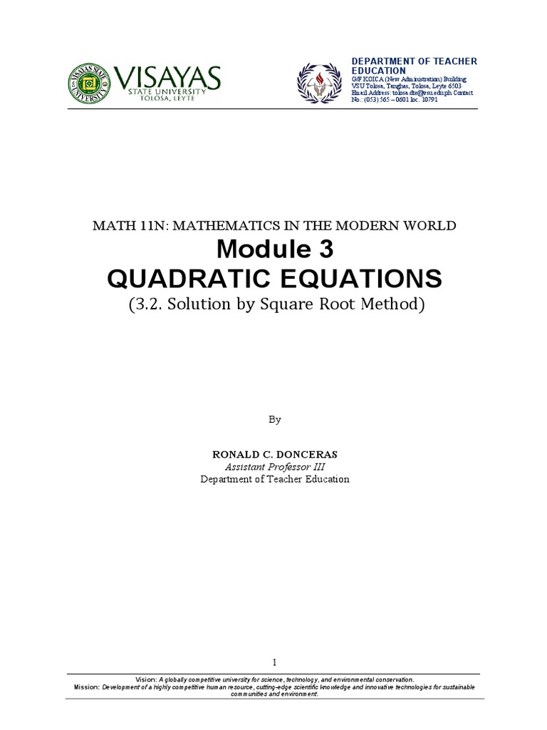Solving Quadratic Equations by Roots | PDF | Quadratic Equation | Equations