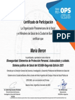 Maria Beron: Certificado de Participación