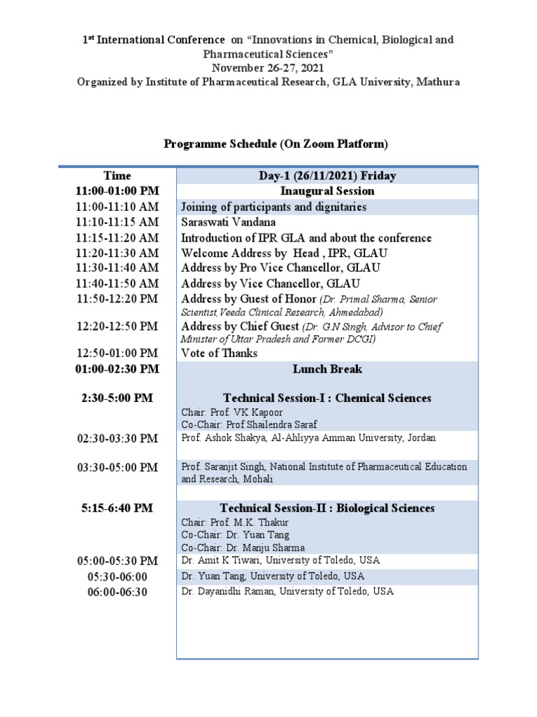 ICBPS 2021 Conference Schedule | PDF | Life Sciences | Pharmacy