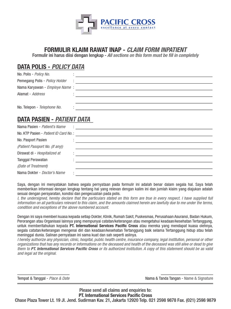 Formulir Klaim Rawat Inap AIA | PDF | Pengembangan Diri | Kesehatan ...