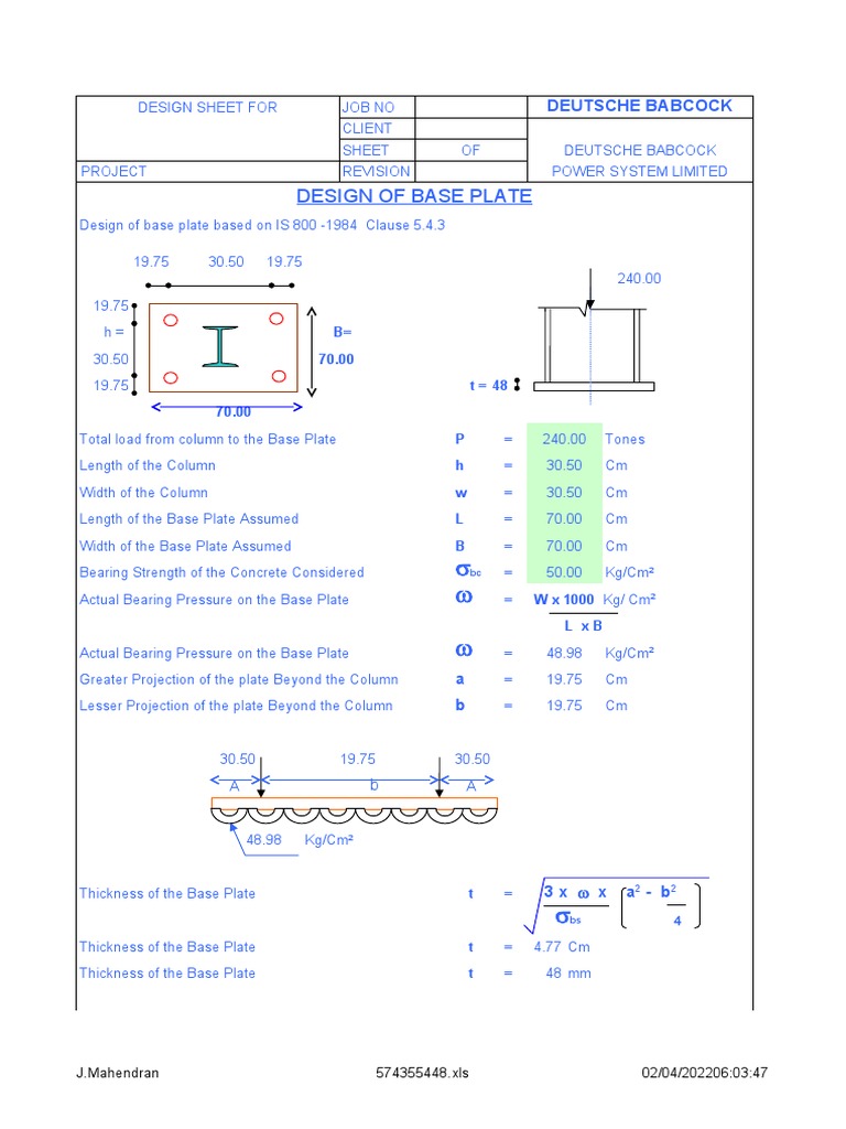Base Plate Design Calculations | PDF