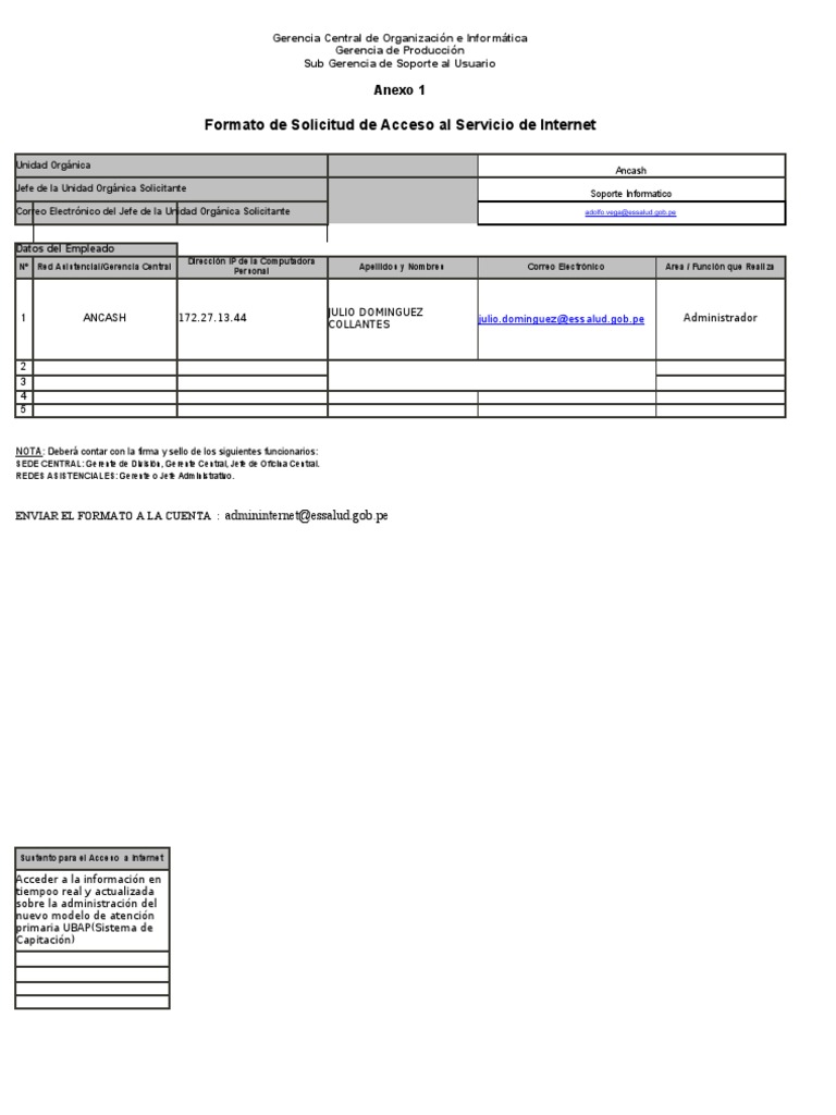 Formato de Solicitud de Internet | PDF | Informática
