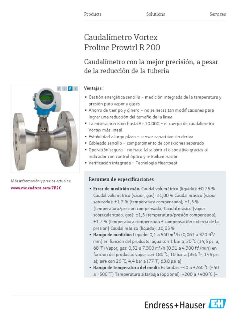 Endress-Hauser Proline Prowirl R 200 7R2C ES | PDF | Medición de flujo ...