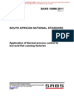 SANS10066 - Application of Thermal Process Control To Low-Acid Fish Canning Factories