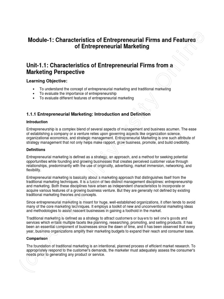 Entrepreneurial Marketing - ENTR703 | PDF | Entrepreneurship | Marketing