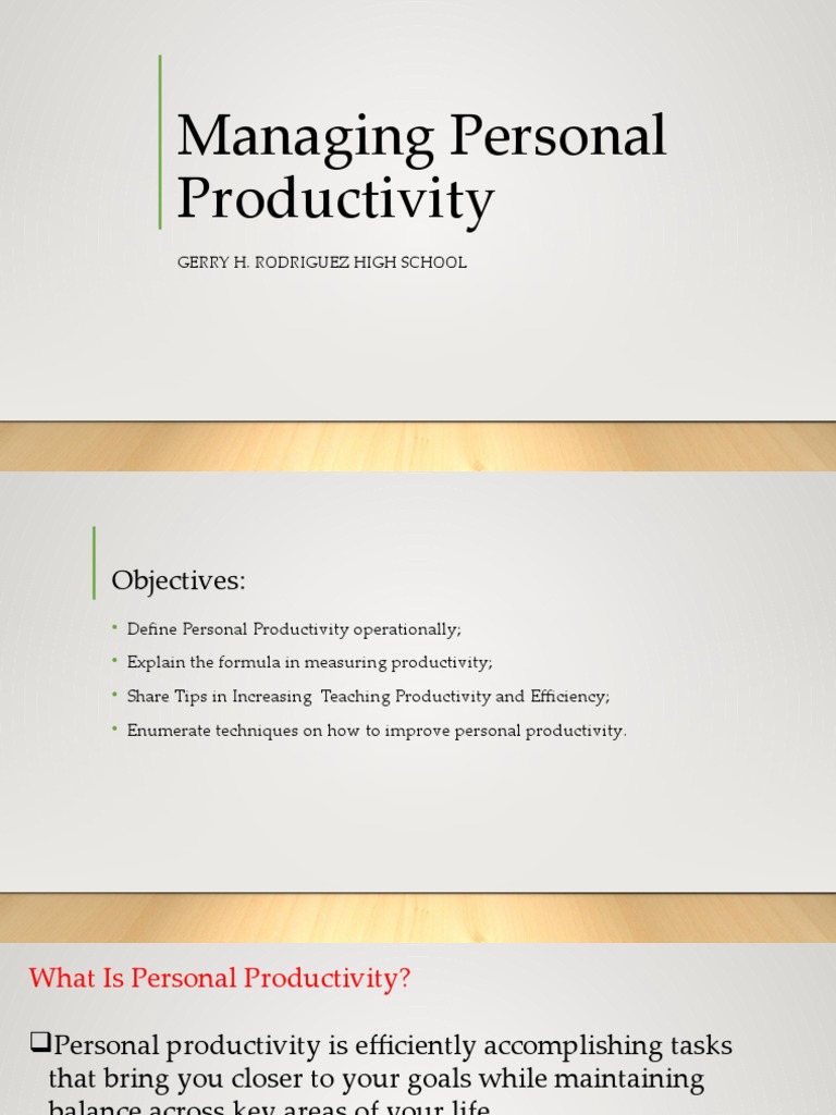 Boosting Personal Productivity in Teaching | PDF | Time Management ...