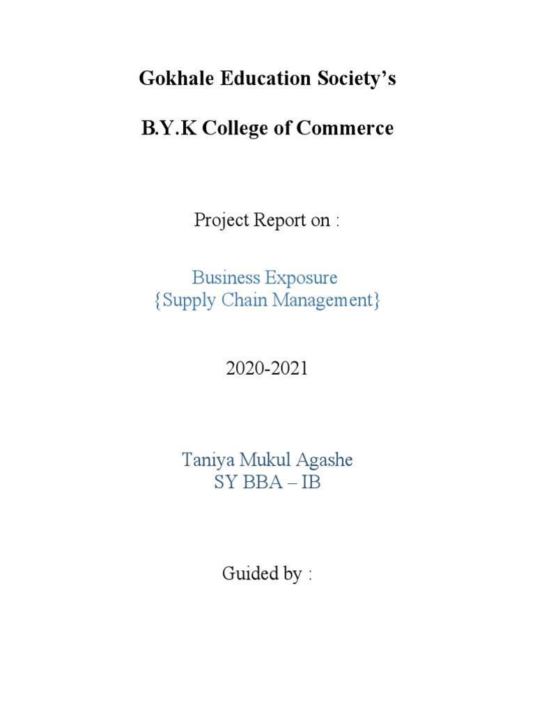 Gokhale Education Society's B.Y.K College of Commerce Project Report