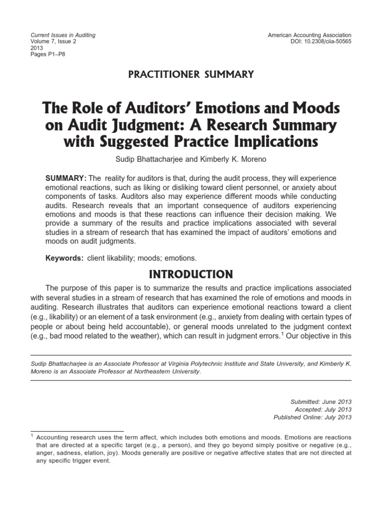 Auditors' Emotions Impact Judgments | PDF | Audit | Mental Health