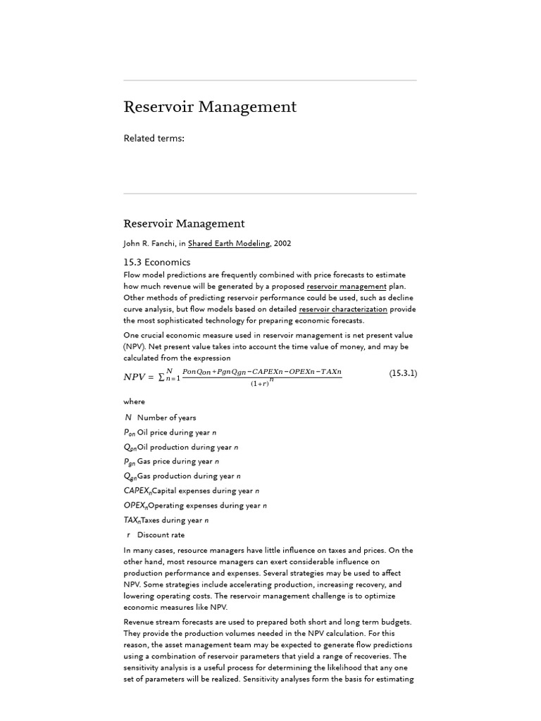 Reservoir Management PDF Petroleum Reservoir Normal Distribution