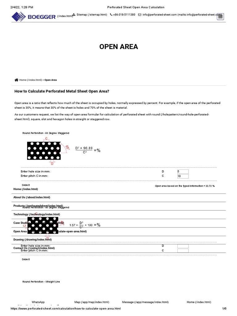 Perforated Sheet Open Area Calculation PDF Sheet Metal Crafts
