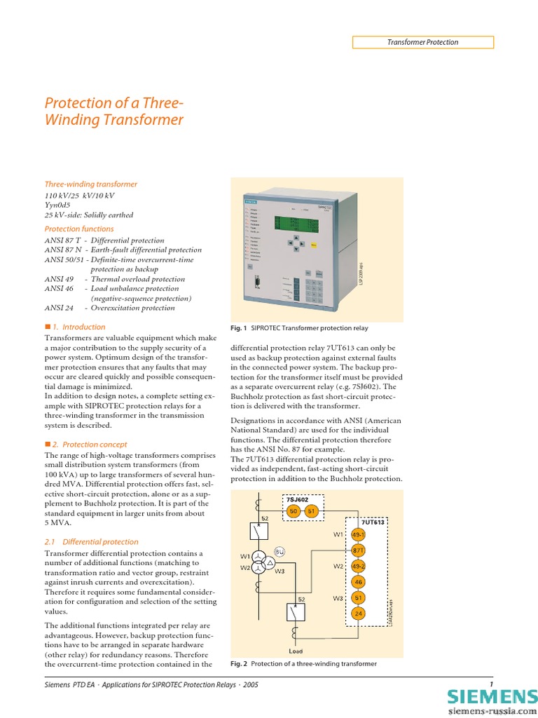 Appl 17 Protection of Three Winding Transformer en | PDF | Transformer ...