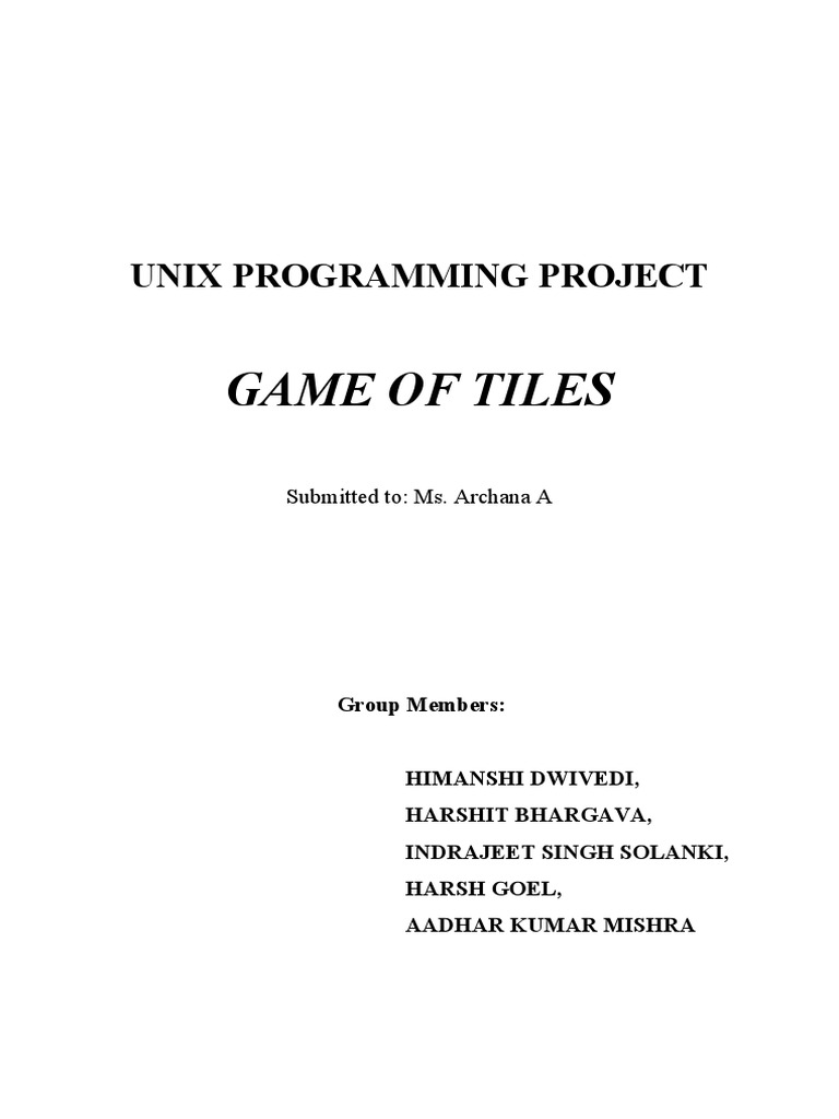 UNIX Puzzle Game Project | PDF | Software | Computing
