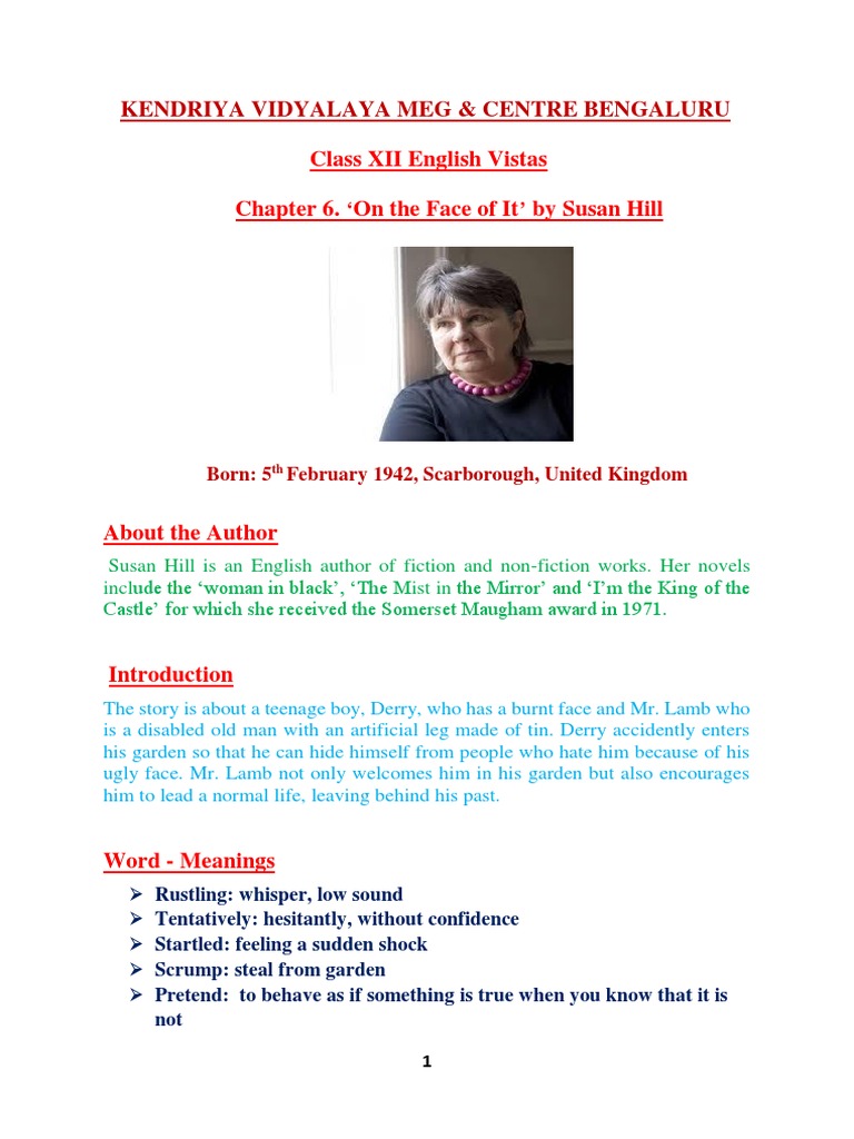 class-xii-english-vistas-chapter-6-on-the-face-of-it-by-susan-hill