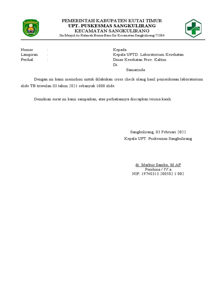 Permohonan Cross Check Hasil TB | PDF