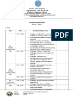 Department of Education: Teacher's Weekly Plan