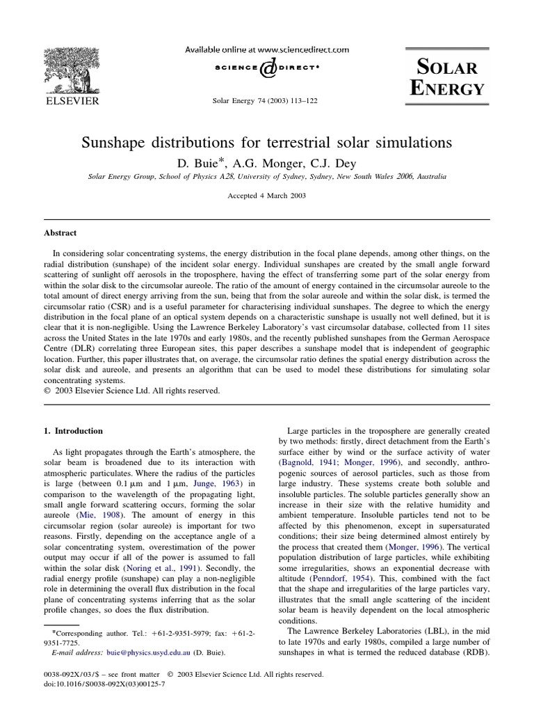 Circumsolar Ratio in Solar Concentrators | PDF | Particulates | Solubility