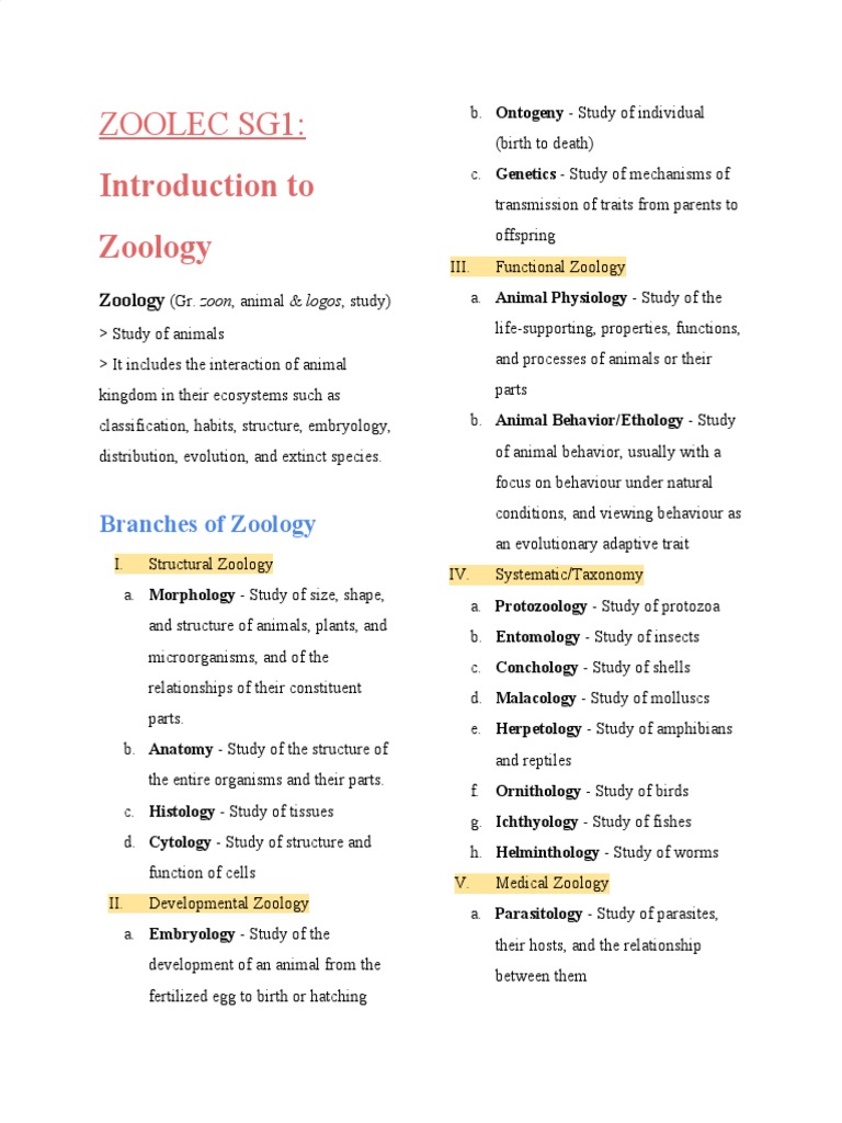 zoology assignment pdf