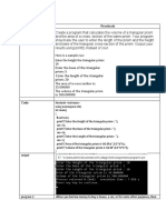 Practicals Program 1: Enter The Base of The Triangular Prism: 5 Enter The Length of The Triangular Prism: 20