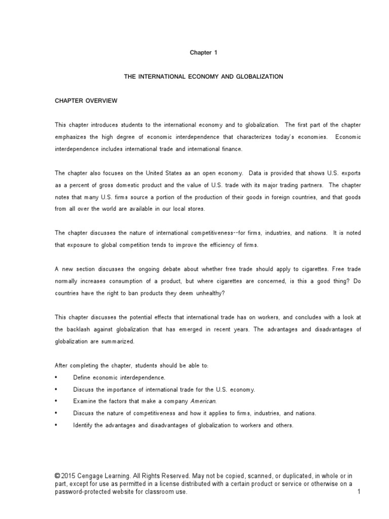 The International Economy and Globalization Chapter Overview | PDF ...