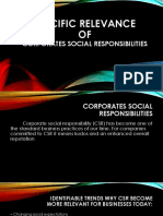 Specific Relevance OF: Corporates Social Responsibilities