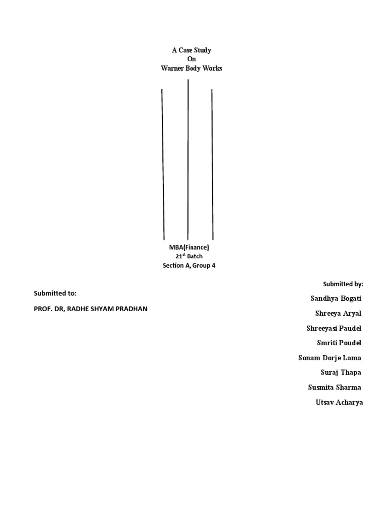 Warner Body Works Case Study Analysis | PDF | Dividend | Stocks